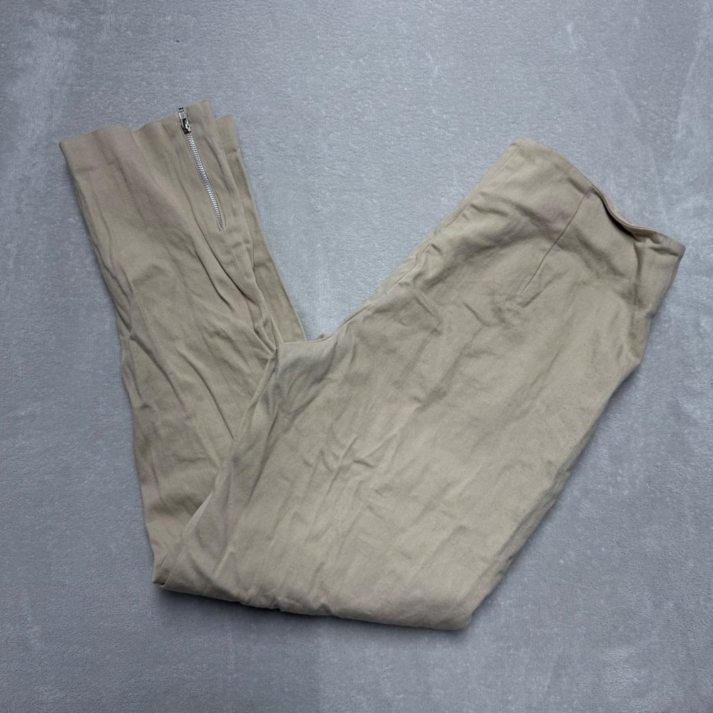 Vintage Cache Tan Khaki High Waisted Ankle Zip Cigarette Pants Womens 6 Made USA